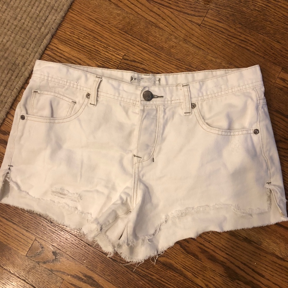 Free People white denim shorts